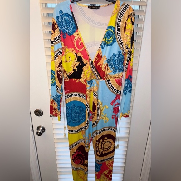 Designer-Inspired Baroque Print Jumpsuit – Size 2X - Picture 8 of 11